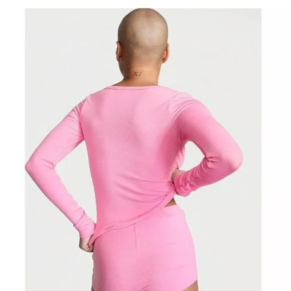 VICTORIA'S SECRET Ribbed Modal Henley Short Set - NWT- Size XL - Picture 2 of 4